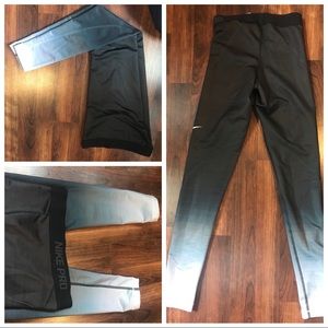 NIKE PRO hyper warm black and grey ombré leggins